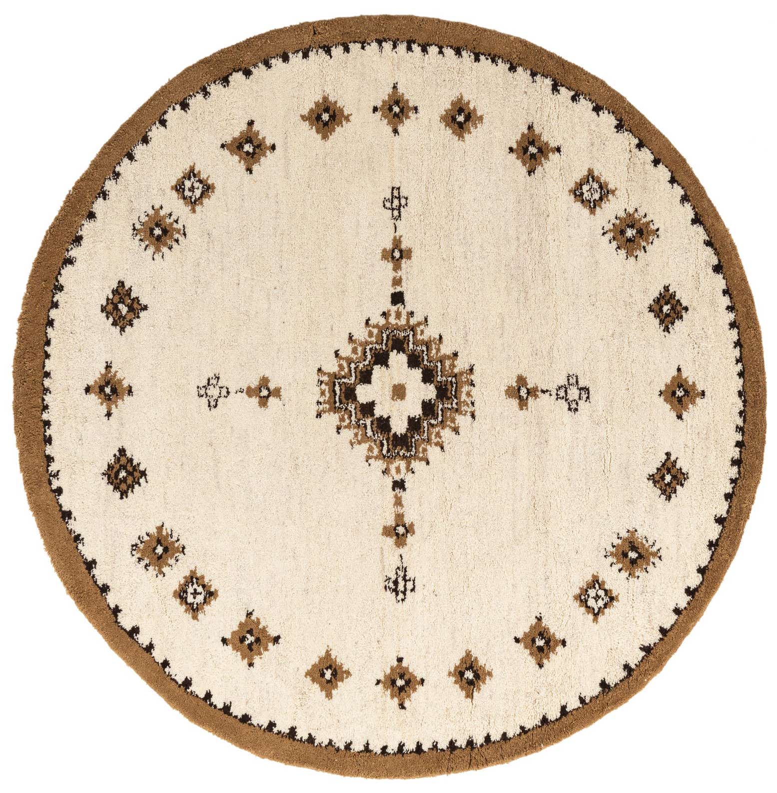 7' 3 x 7' 4 Hand Knotted Moroccan Wool Round Rug