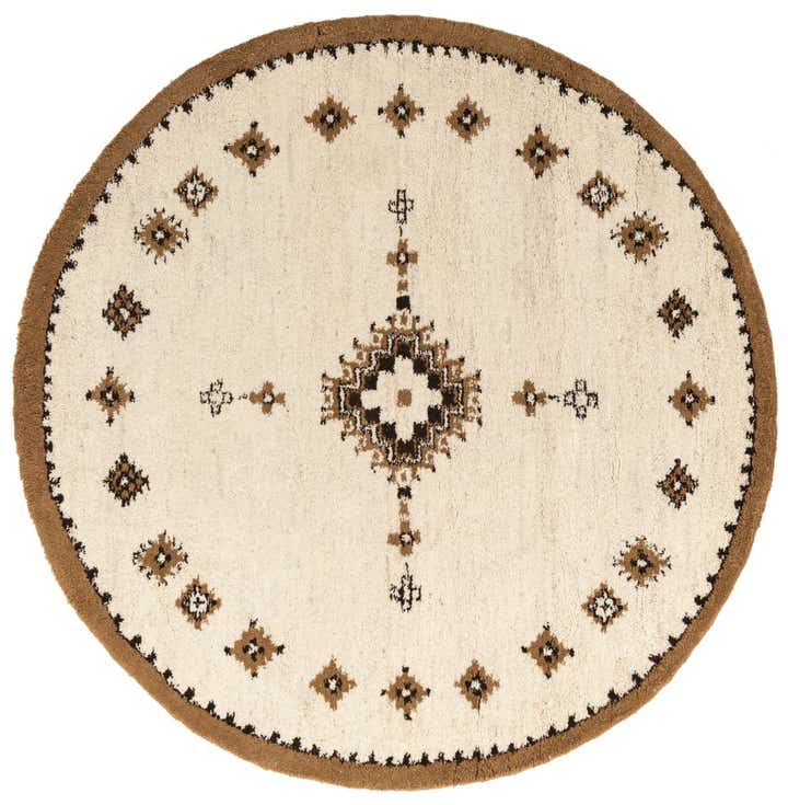 7' 3 x 7' 4 Hand Knotted Moroccan Wool Round Rug