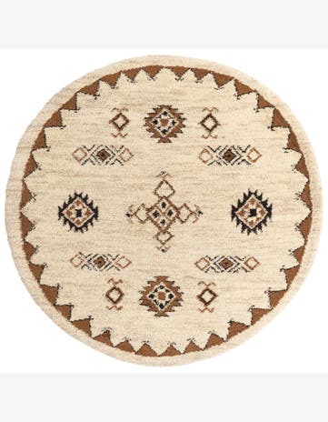 6' 5 x 6' 6 Hand Knotted Moroccan Wool Round Rug