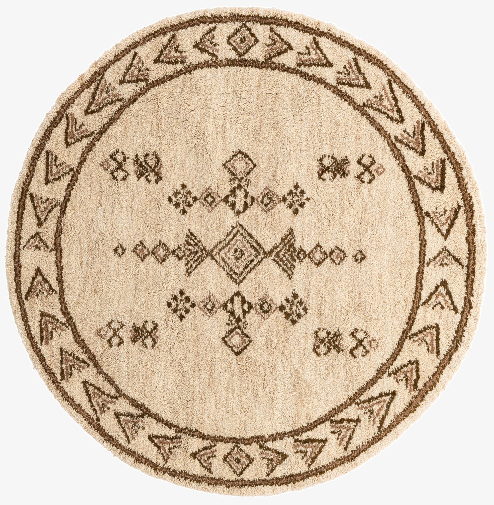 6' 7 x 6' 8  Hand Knotted Moroccan Wool Round Rug