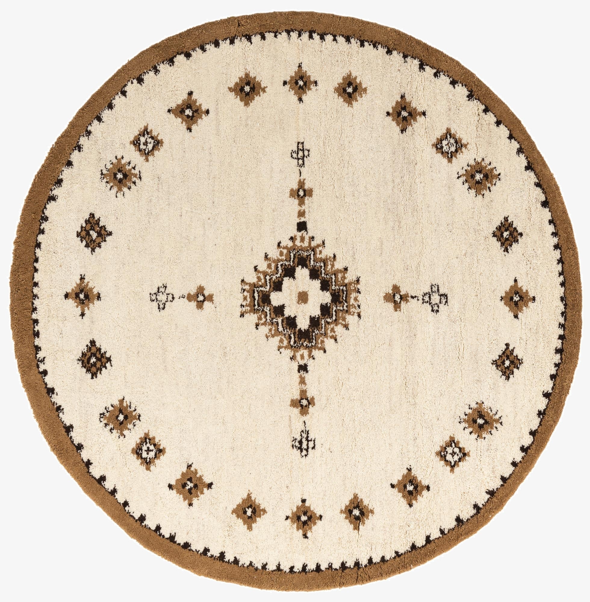 7' 3 x 7' 4  Hand Knotted Moroccan Wool Round Rug