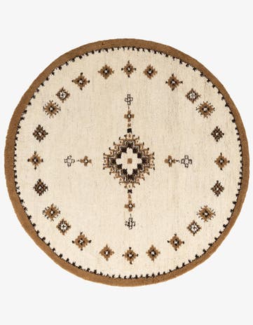 7' 3 x 7' 4 Hand Knotted Moroccan Wool Round Rug
