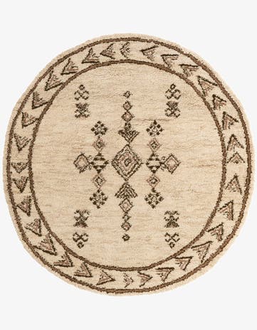 6' 6 x 6' 10 Hand Knotted Moroccan Wool Round Rug