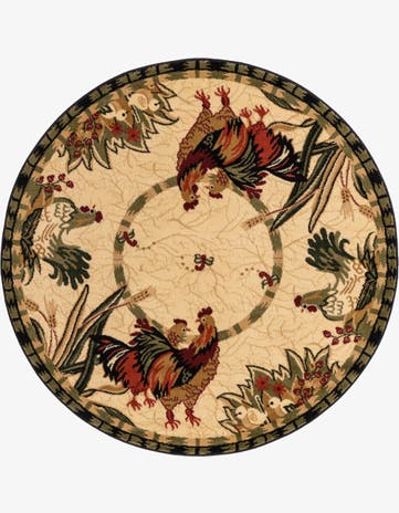 Cream Pastoral Round Rug