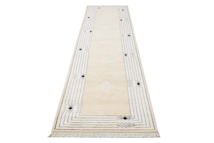 80cm x 395cm Handgeknüpft Darya Wolle Läufer Teppich