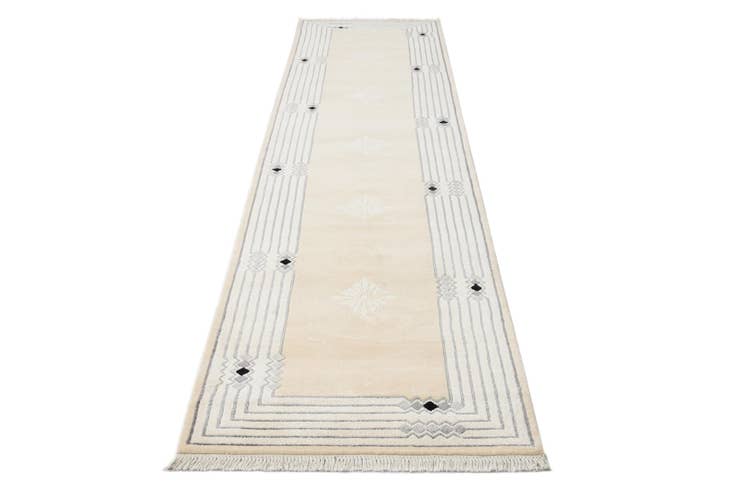Detailansicht von 80cm x 395cm Handgeknüpft Darya Wolle Läufer Teppich