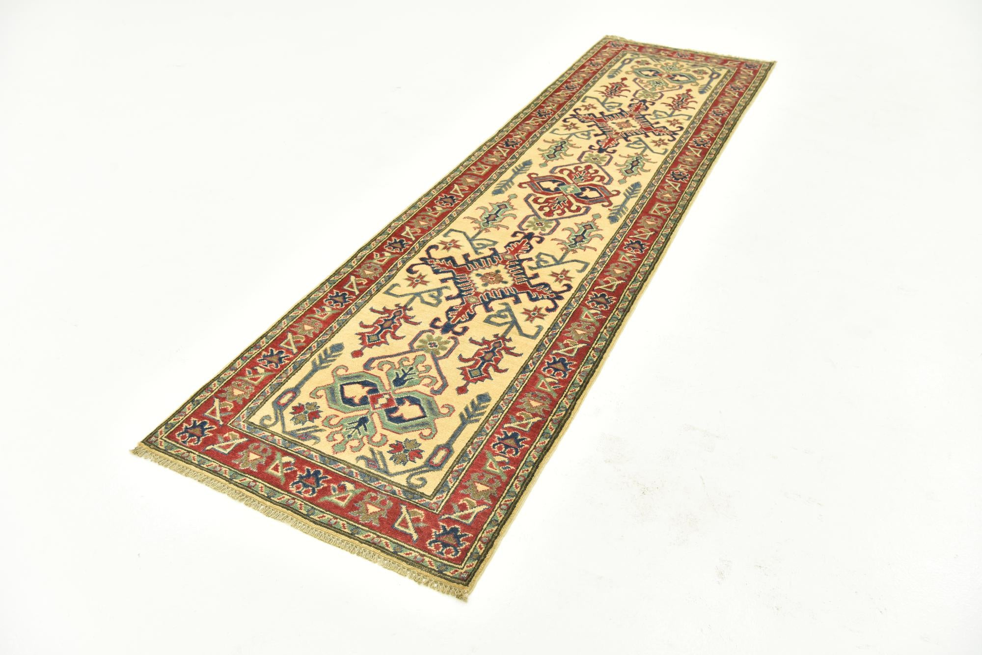 80cm x 300cm anudado a mano Kazak Alfombra Pasillera
