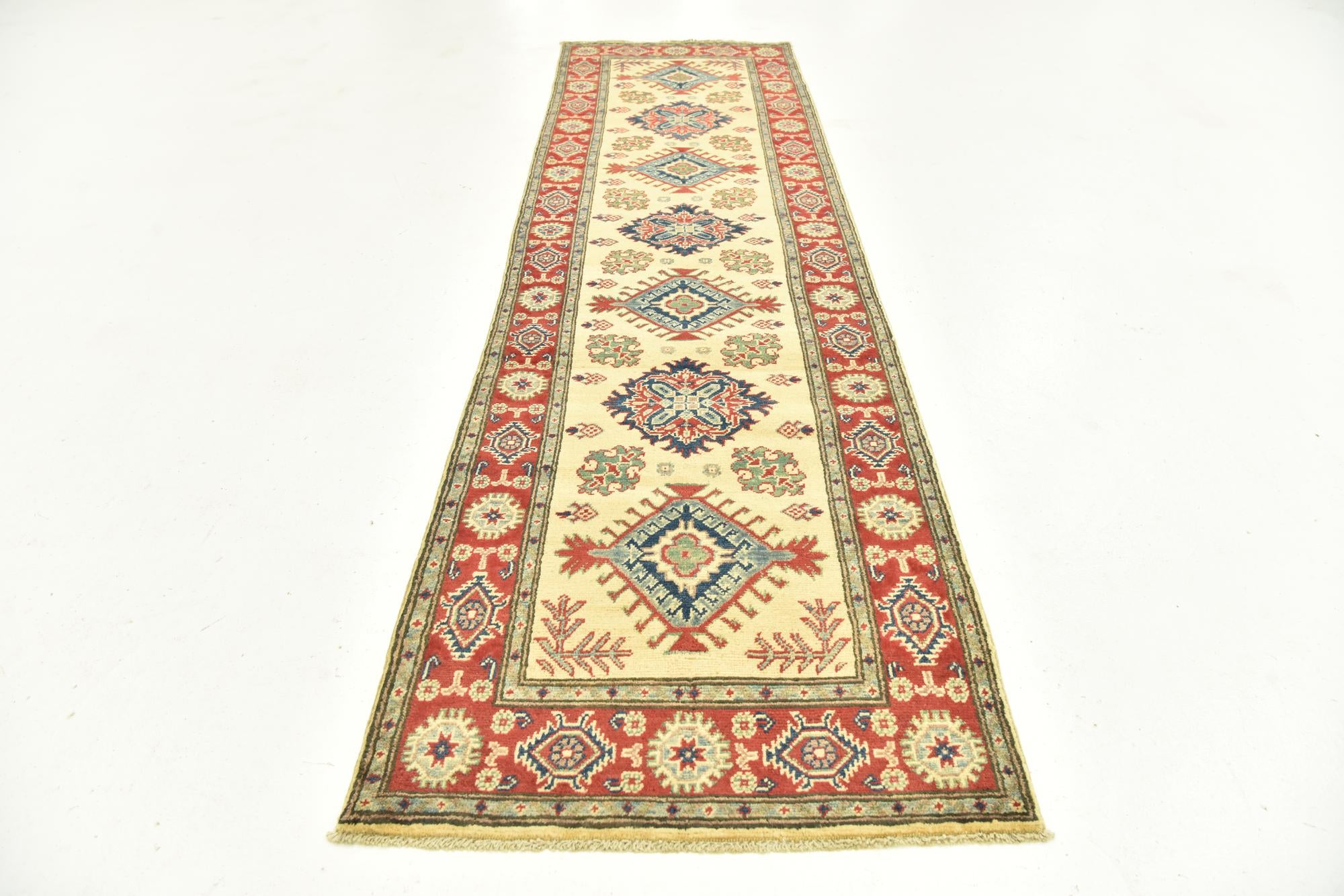 80cm x 295cm anudado a mano Kazak Alfombra Pasillera