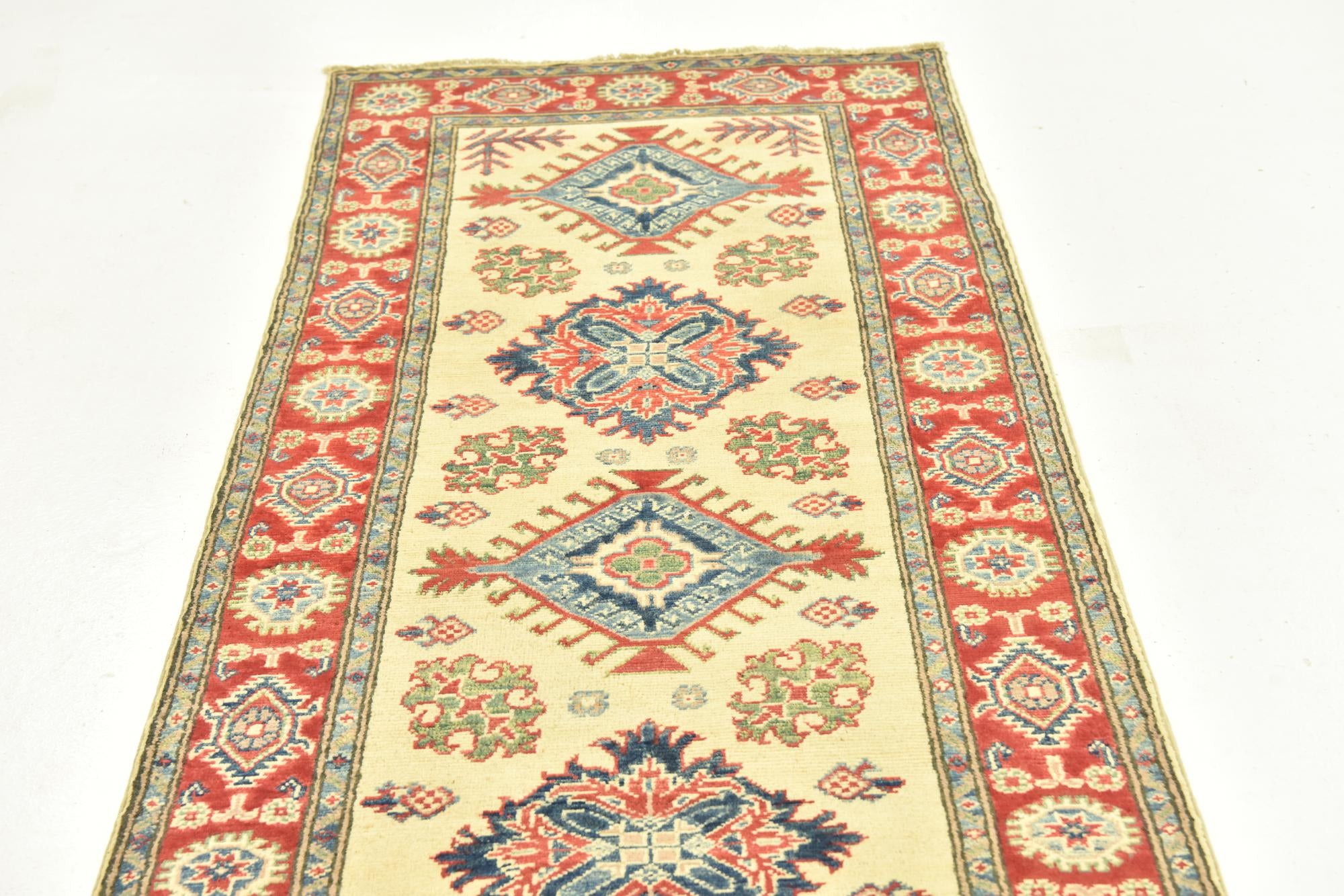 80cm x 295cm anudado a mano Kazak Alfombra Pasillera
