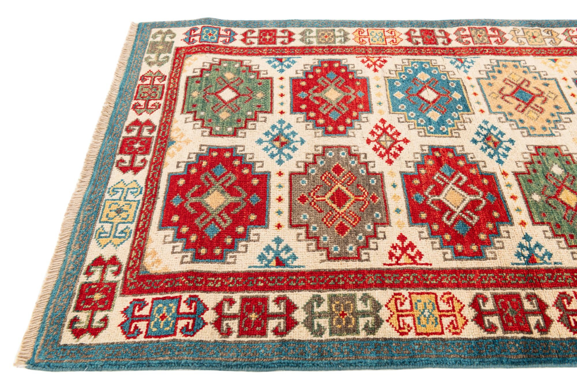 75cm x 225cm anudado a mano Kazak Alfombra Pasillera