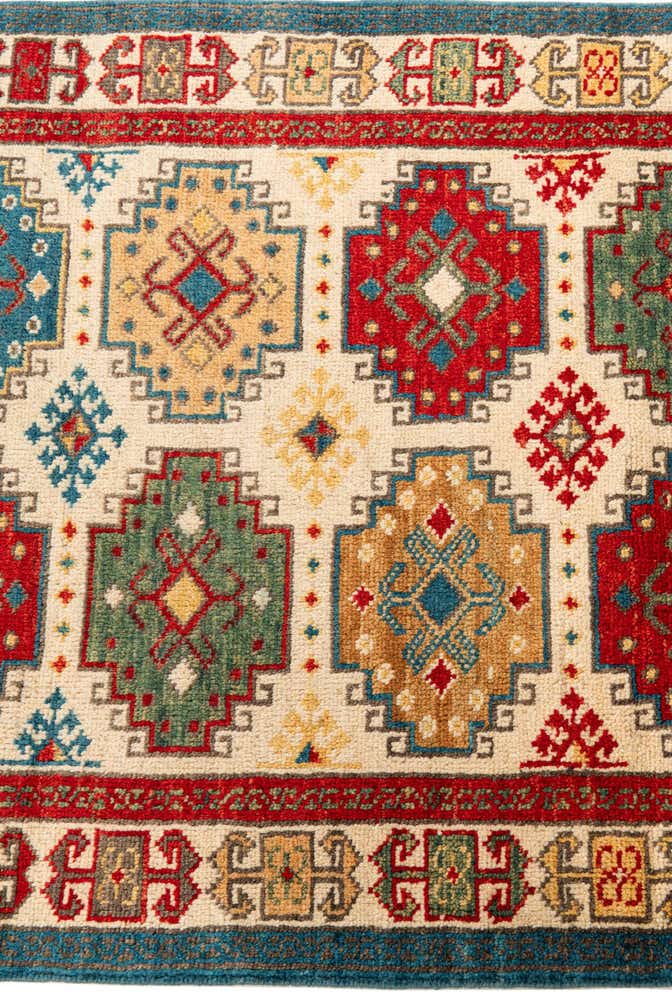 75cm x 225cm Hand Knotted Kazak Runner Rug