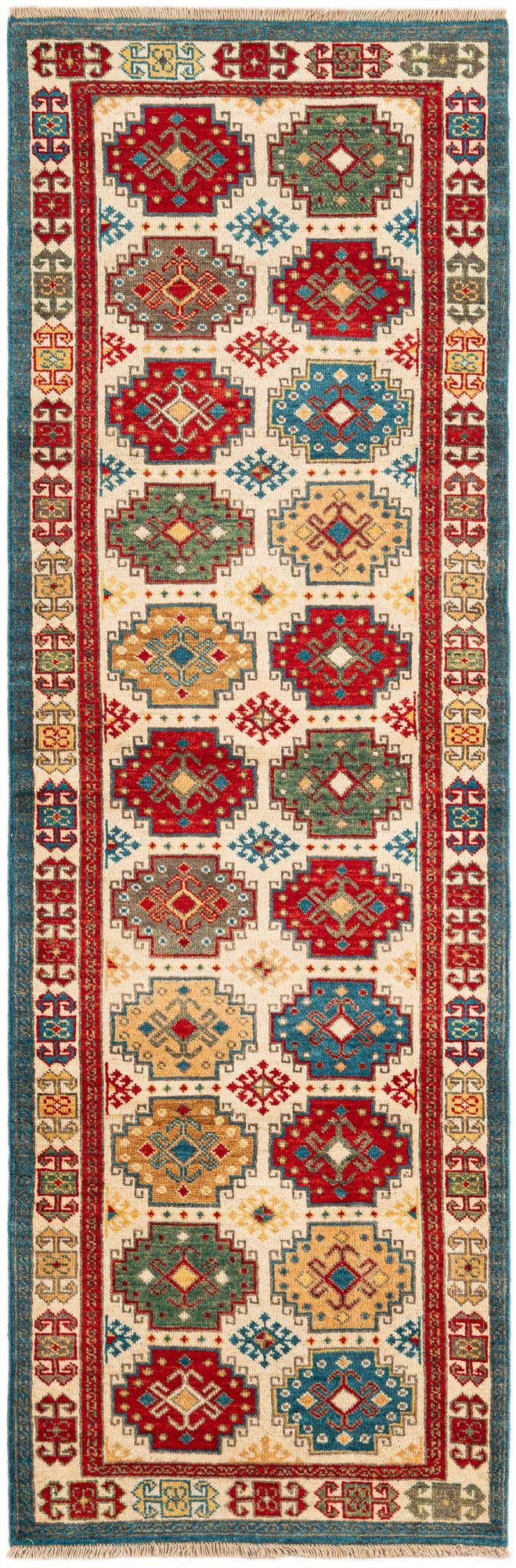 75cm x 225cm Hand Knotted Kazak Runner Rug