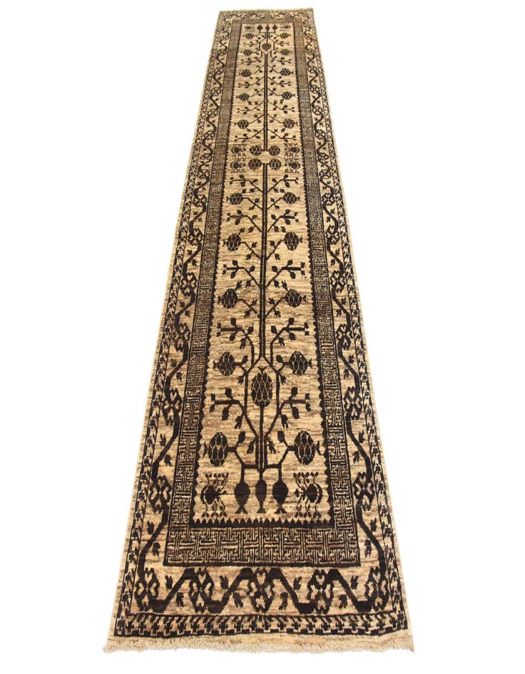 Detail image of 3' x 9' 7  Hand Knotted Khotan Ziegler Oriental Runner Rug