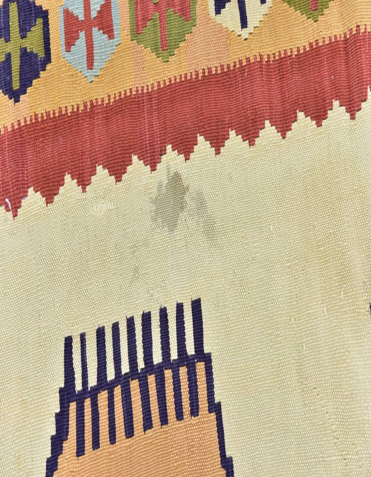Detail image of 4' 2 x 8' 9 Hand Woven Kilim Fars Wool Runner Rug