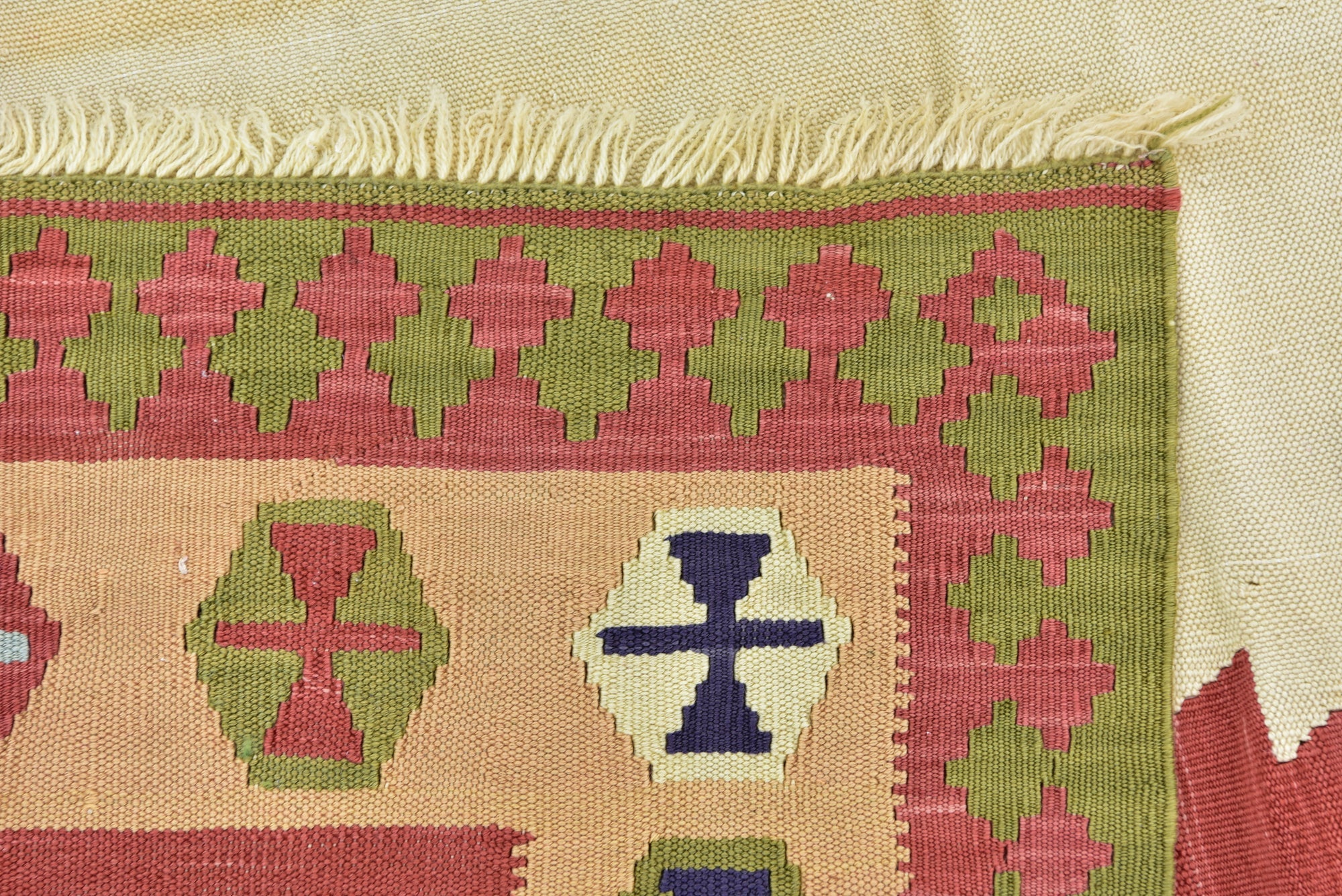 4' 2 x 8' 9 Hand Woven Kilim Fars Wool Runner Rug