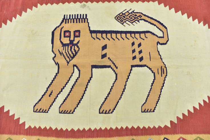 Detail image of 4' 2 x 8' 9 Hand Woven Kilim Fars Wool Runner Rug