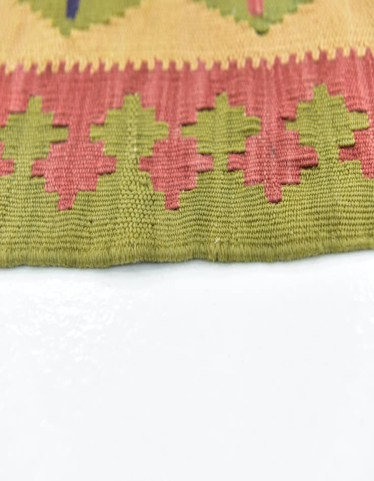 Detail image of 4' 2 x 8' 9 Hand Woven Kilim Fars Wool Runner Rug