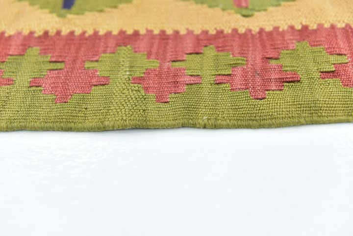 4' 2 x 8' 9 Hand Woven Kilim Fars Wool Runner Rug