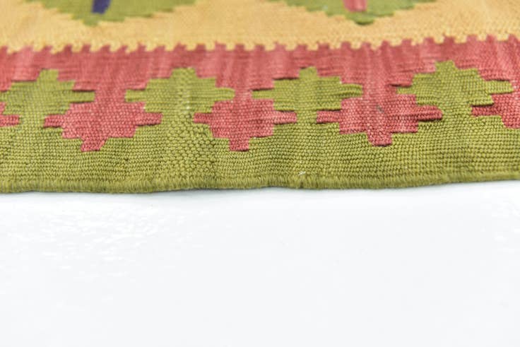 Detail image of 4' 2 x 8' 9 Hand Woven Kilim Fars Wool Runner Rug