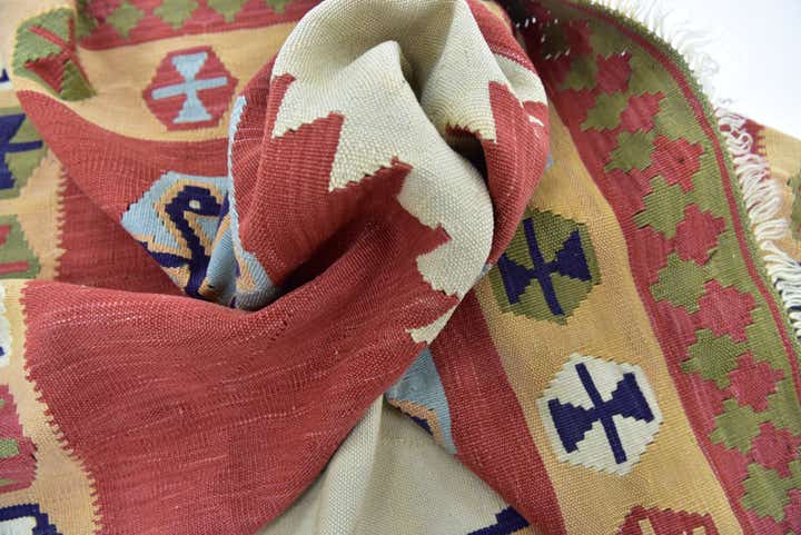 4' 2 x 8' 9 Hand Woven Kilim Fars Wool Runner Rug