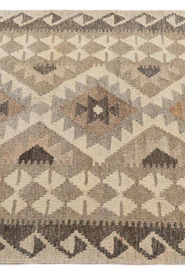 Detail image of 2' 8 x 9' 9 Hand Woven Kilim Maymana Wool Runner Rug