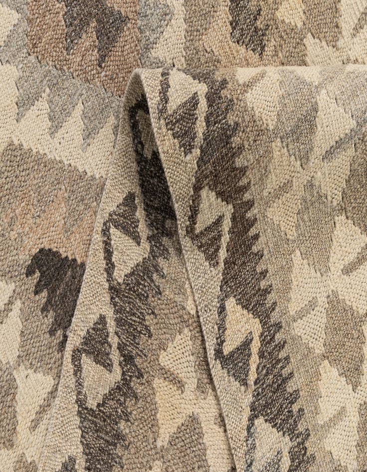 Detail image of 2' 8 x 9' 9  Hand Woven Kilim Maymana Wool Runner Rug