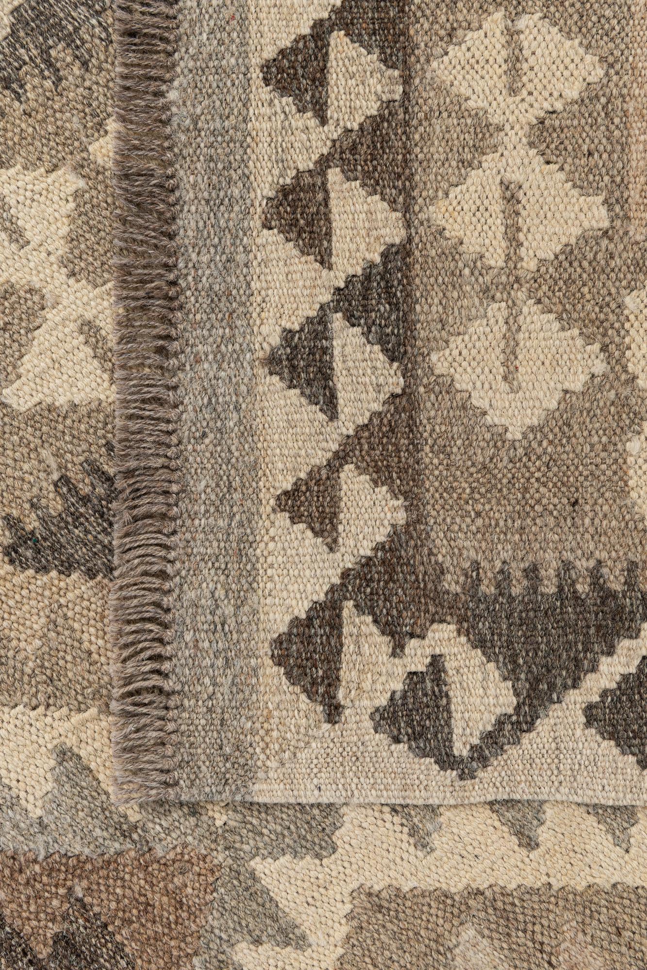 2' 8 x 9' 9 Hand Woven Kilim Maymana Wool Runner Rug