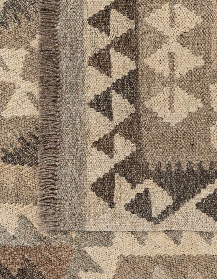 Detail image of 2' 8 x 9' 9  Hand Woven Kilim Maymana Wool Runner Rug