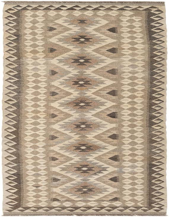 Detail image of 2' 8 x 9' 9 Hand Woven Kilim Maymana Wool Runner Rug