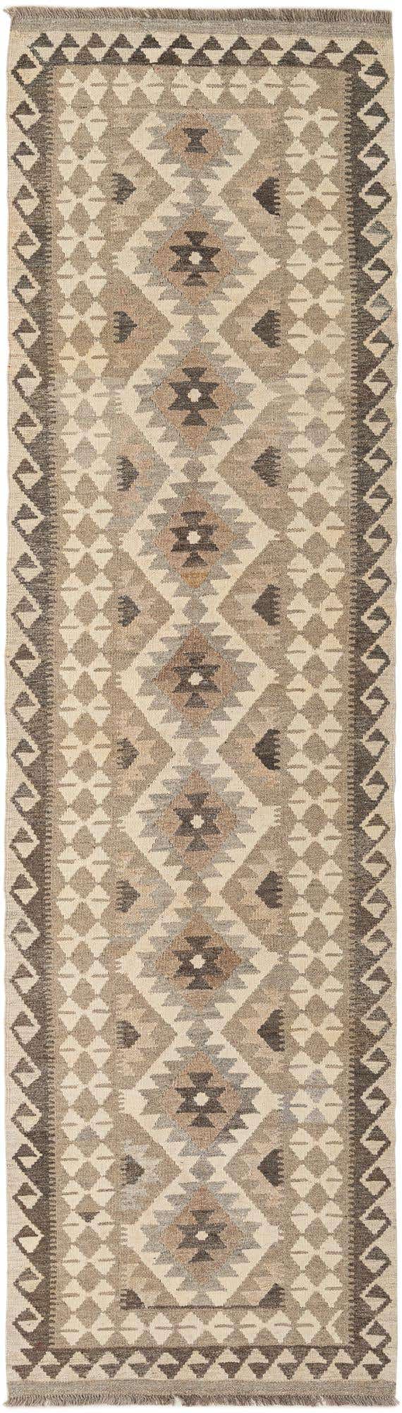 2' 8 x 9' 9 Hand Woven Kilim Maymana Wool Runner Rug