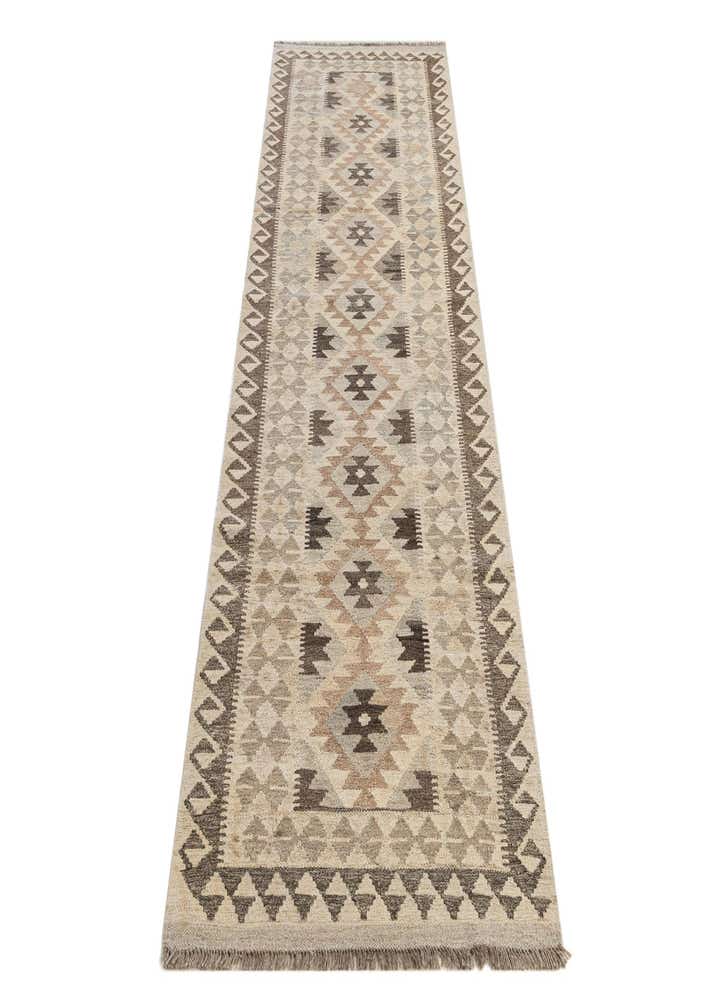 2' 10 x 9' 8 Hand Woven Kilim Maymana Wool Runner Rug
