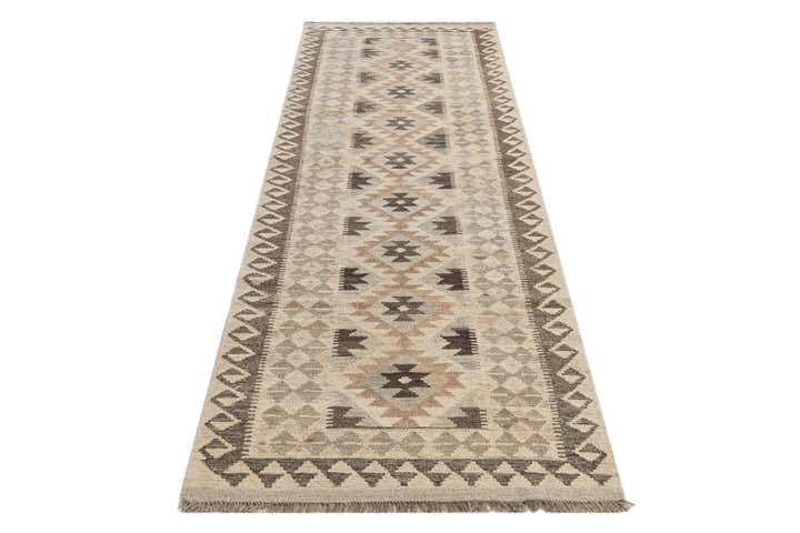 2' 10 x 9' 8 Hand Woven Kilim Maymana Wool Runner Rug
