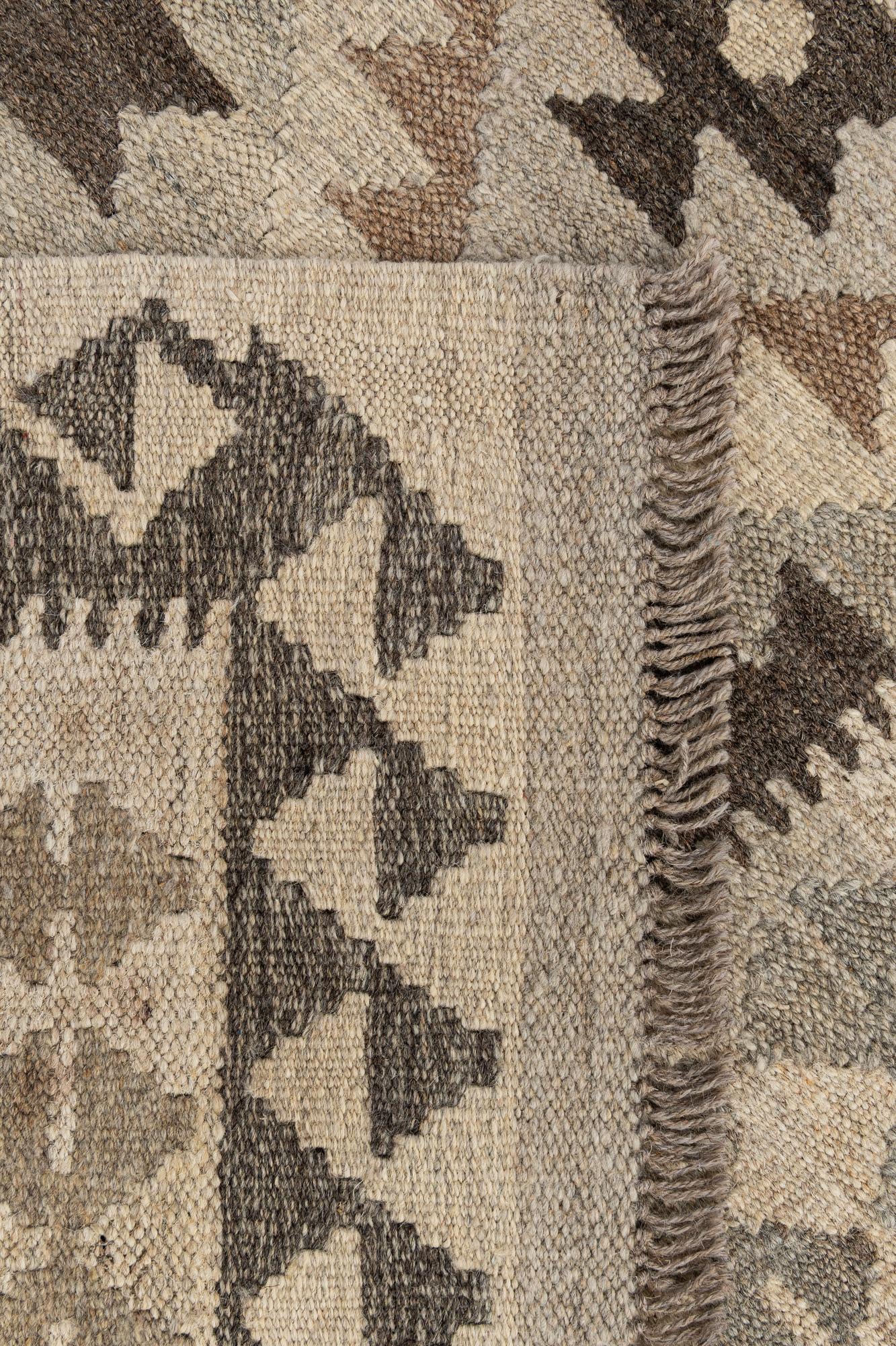 2' 10 x 9' 8 Hand Woven Kilim Maymana Wool Runner Rug