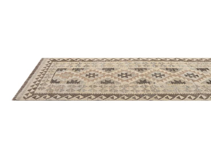 Detail image of 2' 10 x 9' 8 Hand Woven Kilim Maymana Wool Runner Rug