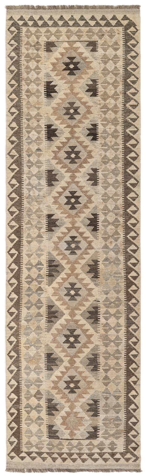 2' 10 x 9' 8 Hand Woven Kilim Maymana Wool Runner Rug