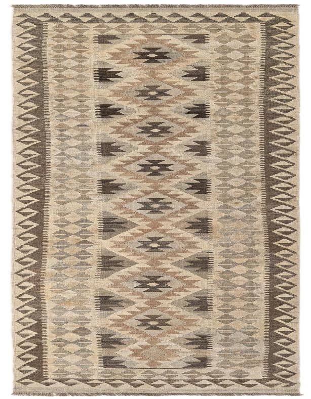 Detail image of 2' 10 x 9' 8 Hand Woven Kilim Maymana Wool Runner Rug
