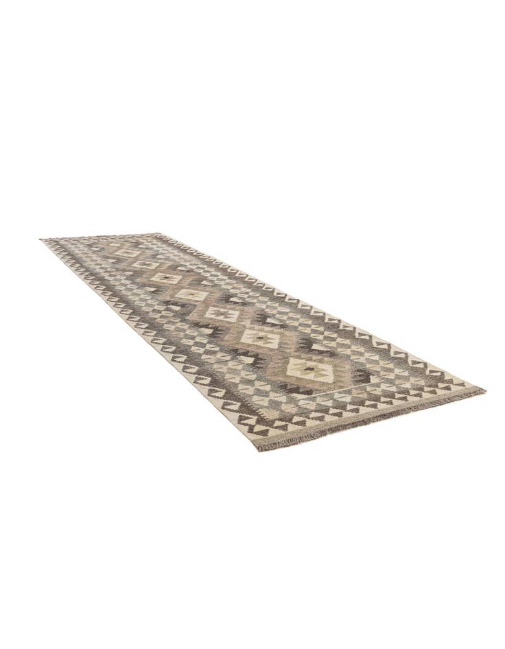 Detail image of 2' 10 x 9' 8  Hand Woven Kilim Maymana Wool Runner Rug