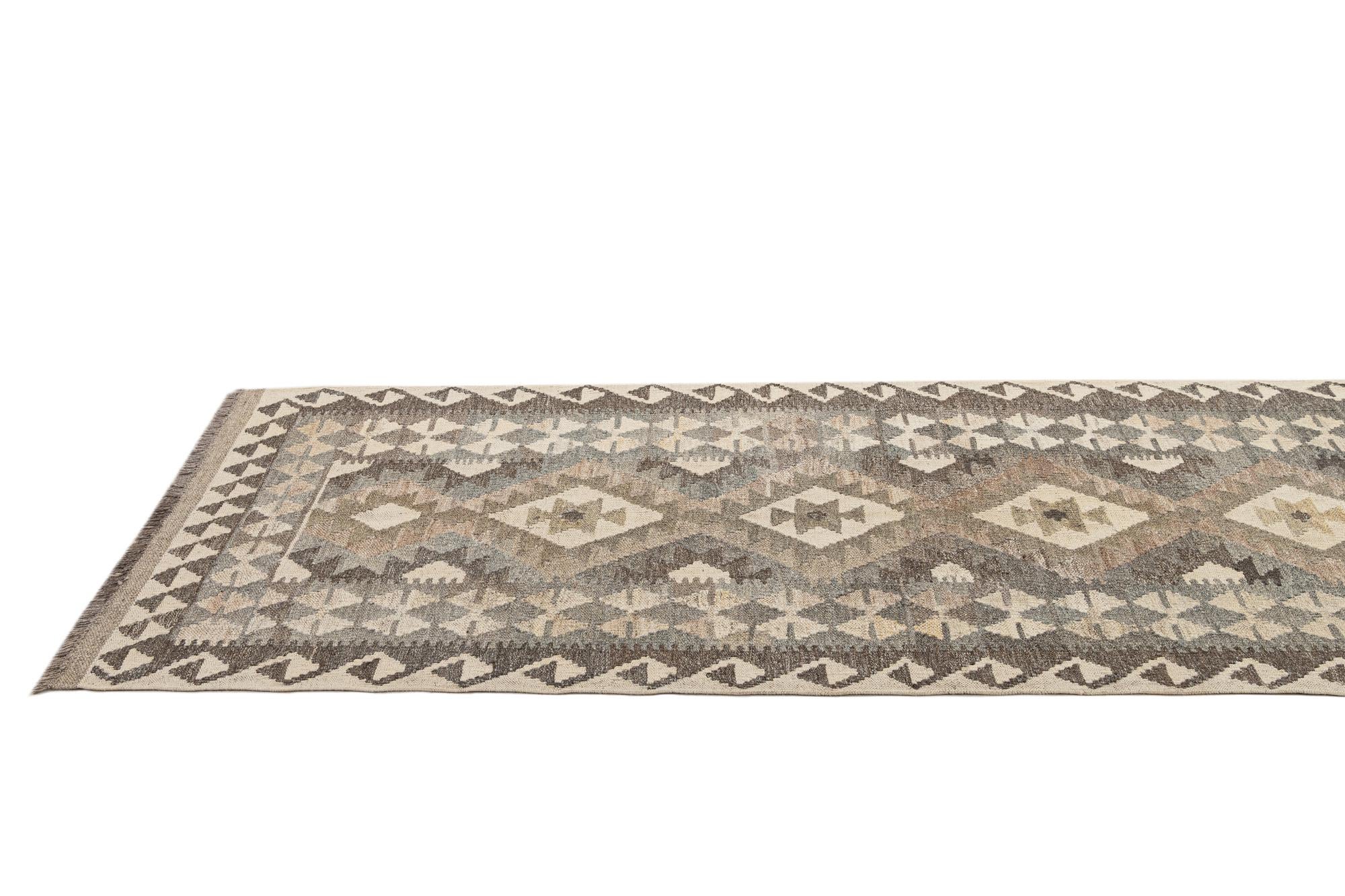 85cm x 295cm Tejido a mano Kilim Maymana Alfombra Lana Pasillera