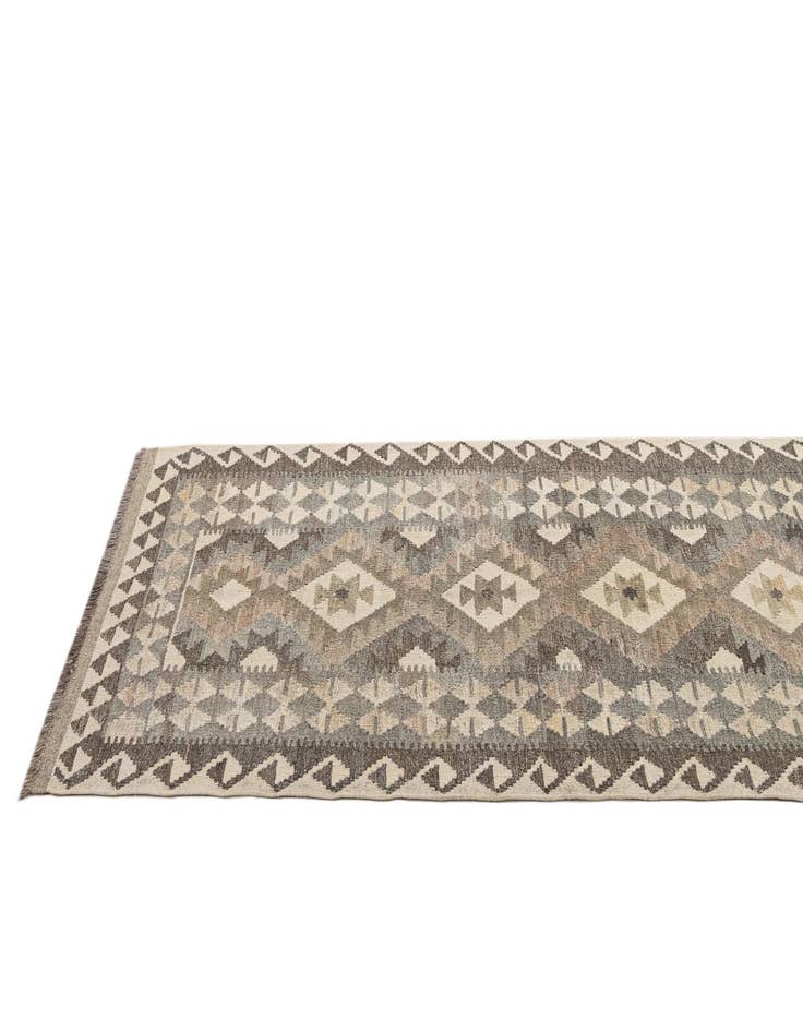 Detail image of 2' 10 x 9' 8  Hand Woven Kilim Maymana Wool Runner Rug