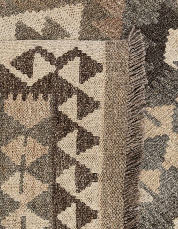 Detail image of 2' 10 x 9' 8  Hand Woven Kilim Maymana Wool Runner Rug