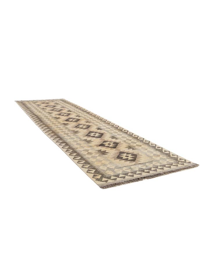 Detail image of 2' 9 x 9' 9 Hand Woven Kilim Maymana Wool Runner Rug