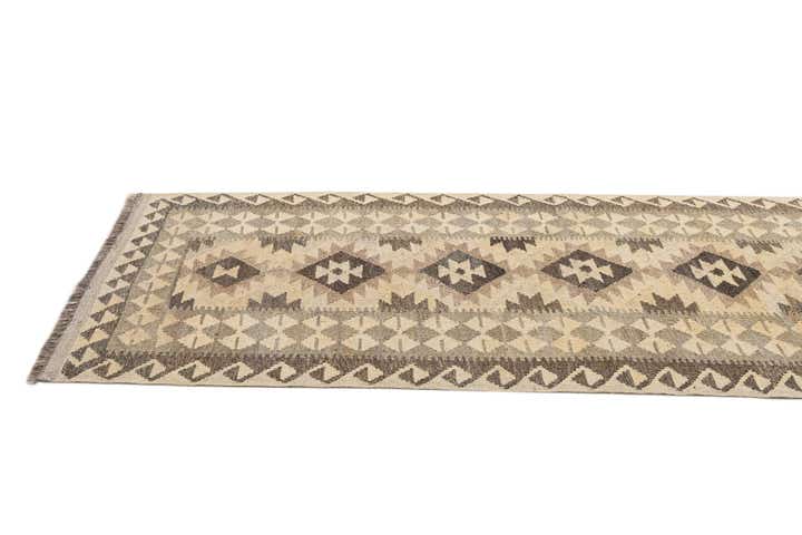2' 9 x 9' 9 Hand Woven Kilim Maymana Wool Runner Rug