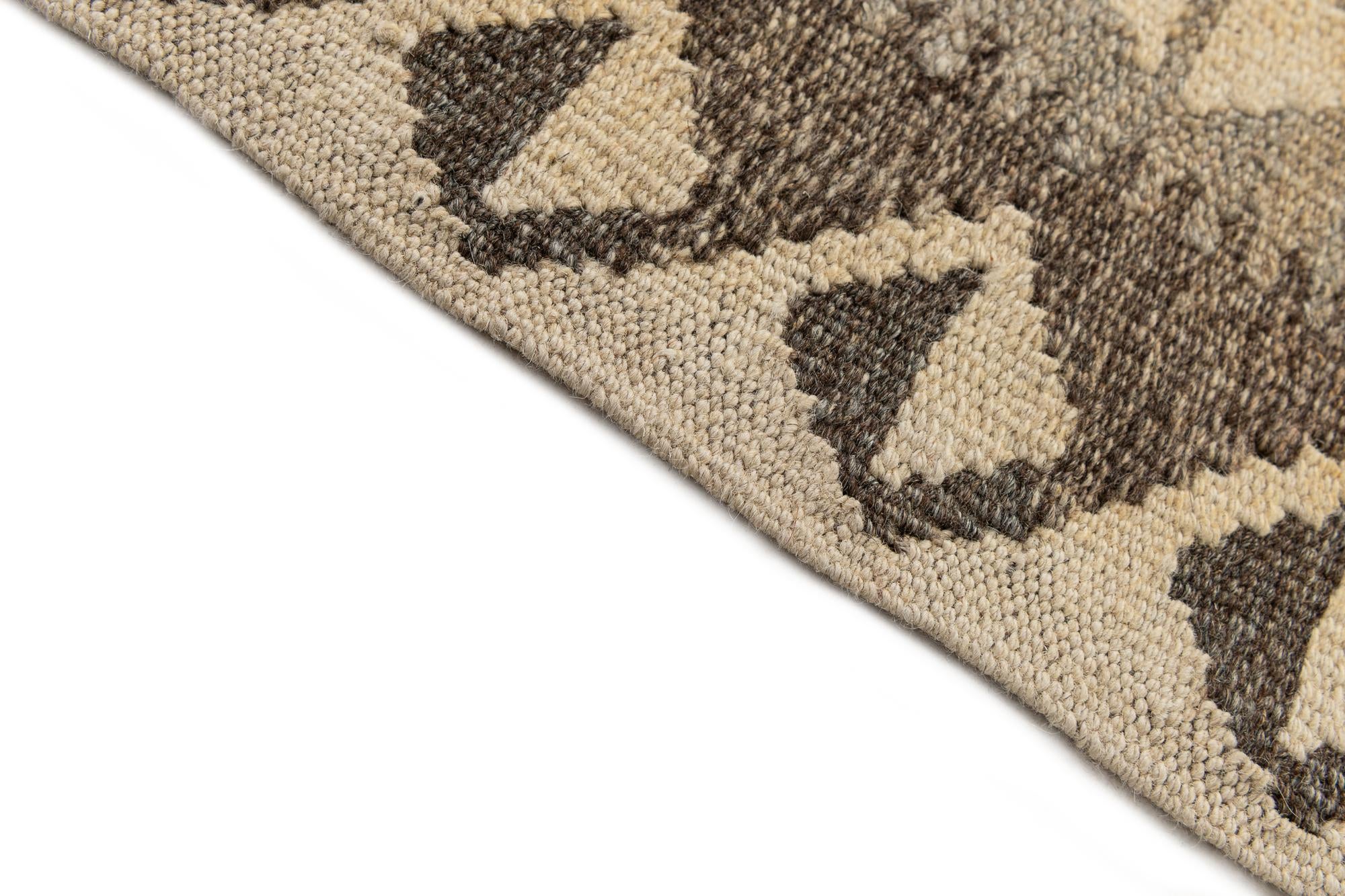 2' 9 x 9' 9 Hand Woven Kilim Maymana Wool Runner Rug