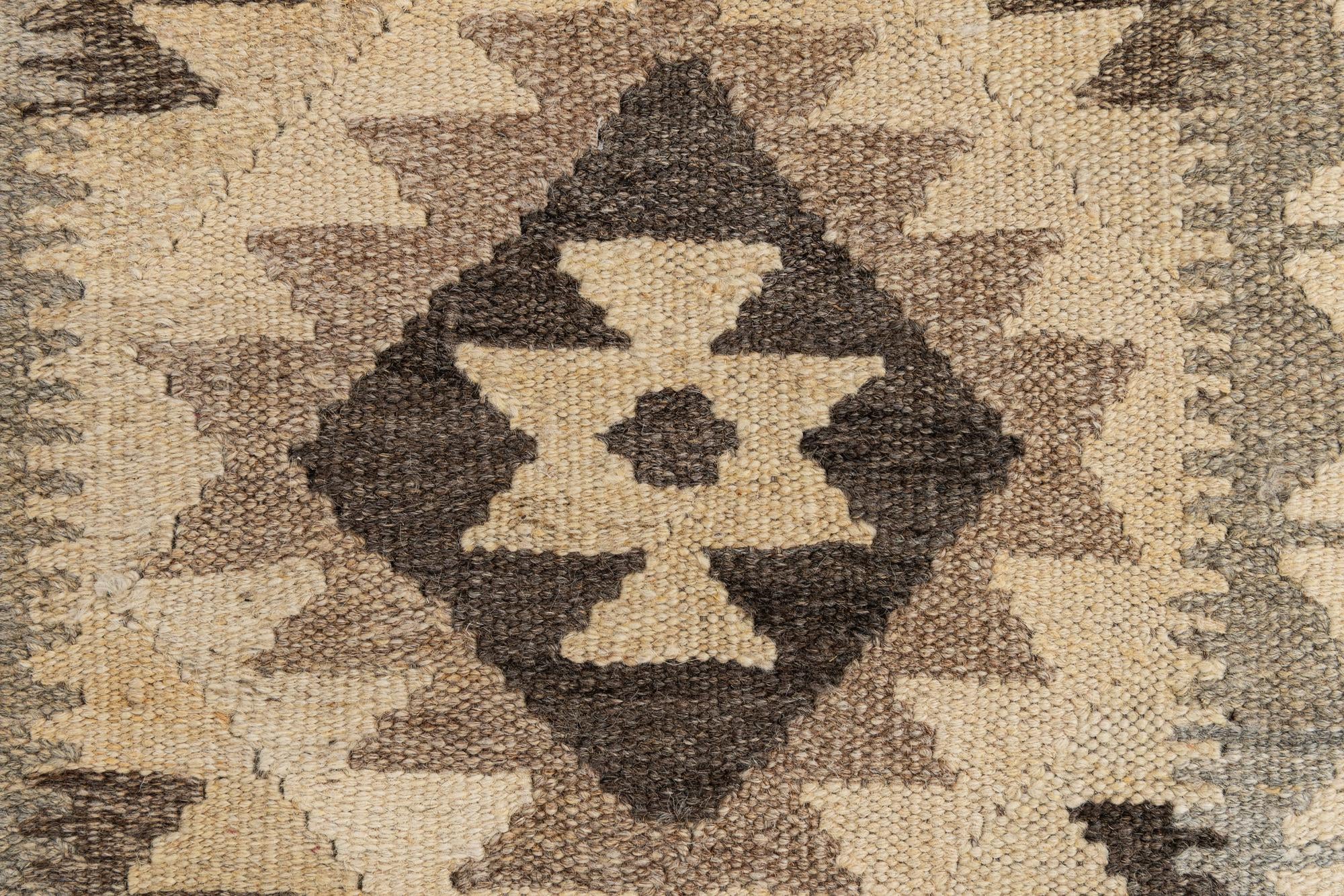 2' 9 x 9' 9 Hand Woven Kilim Maymana Wool Runner Rug