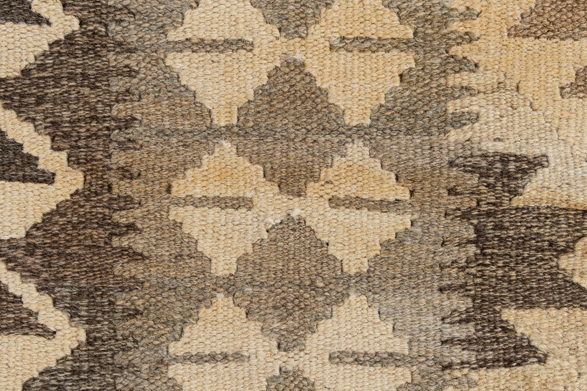 2' 9 x 9' 9 Hand Woven Kilim Maymana Wool Runner Rug