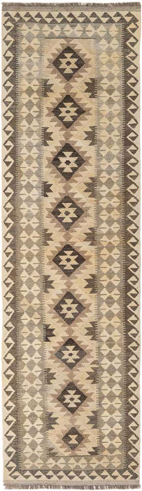 2' 9 x 9' 9 Hand Woven Kilim Maymana Wool Runner Rug