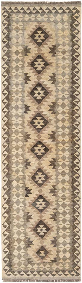 Detail image of 2' 9 x 9' 9 Hand Woven Kilim Maymana Wool Runner Rug