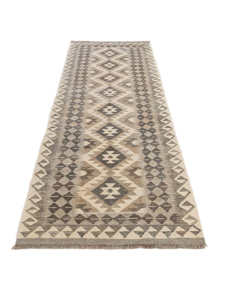 Detail image of 2' 9 x 9' 9 Hand Woven Kilim Maymana Wool Runner Rug
