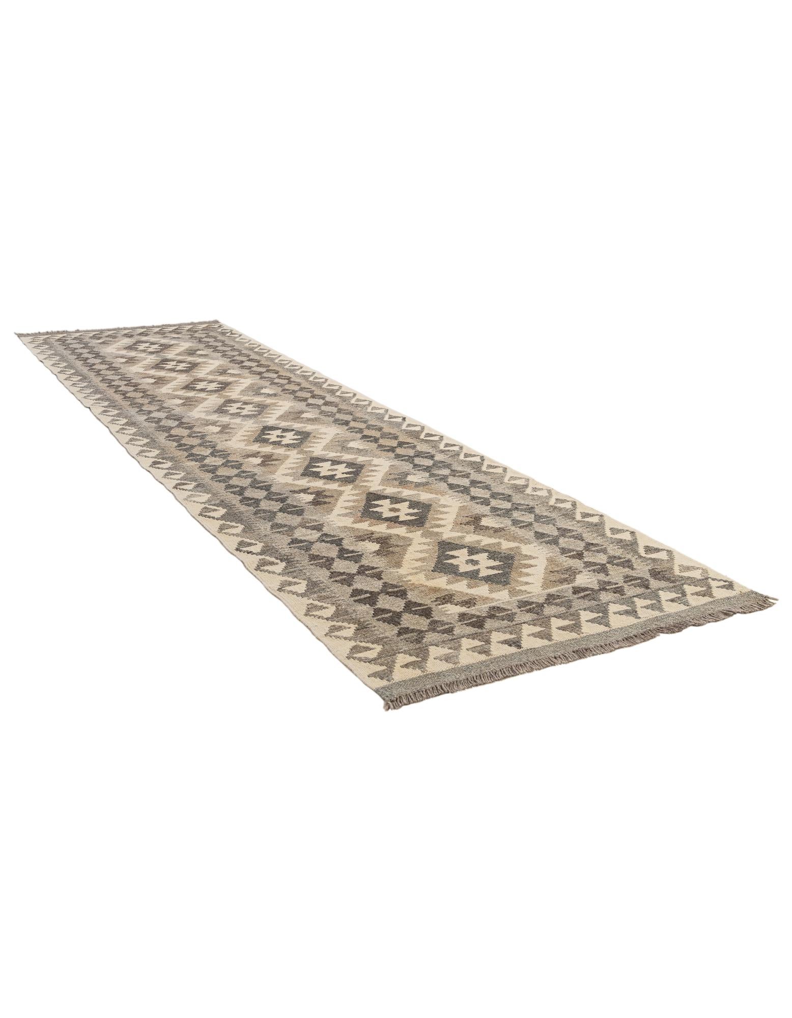 2' 9 x 9' 9 Hand Woven Kilim Maymana Wool Runner Rug