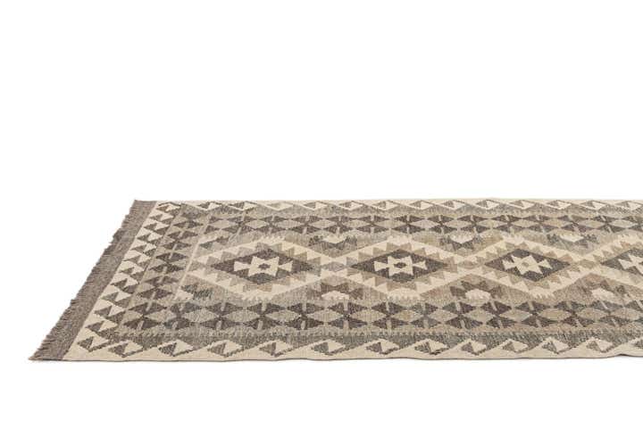 2' 9 x 9' 9 Hand Woven Kilim Maymana Wool Runner Rug